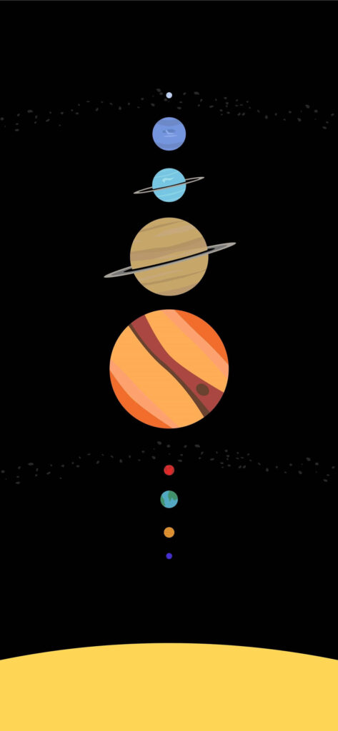 Minimalist Planet Alignment Wallpaper on Black Background