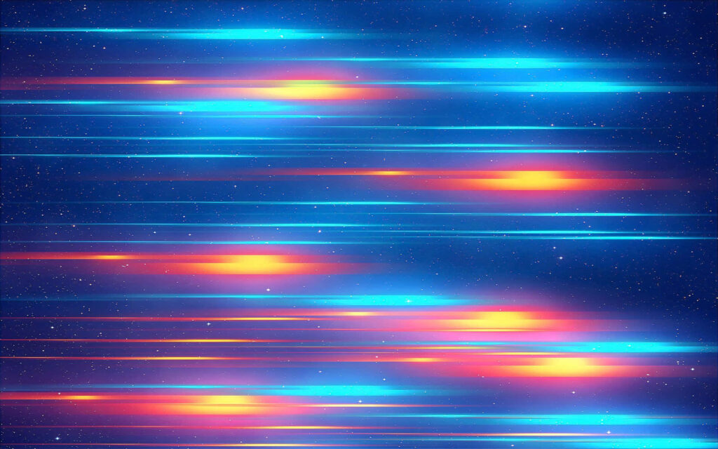 Celestial Motion: Vibrant Blue & Orange Light Wallpaper Background