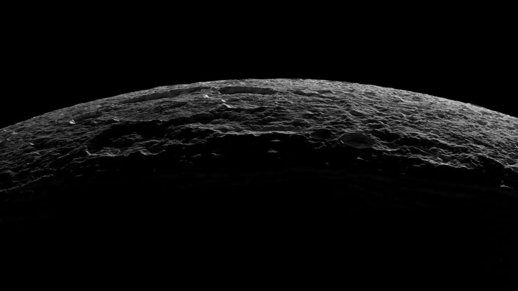 4K wallpaper of celestial body surface against deep space, showcasing cosmic beauty.