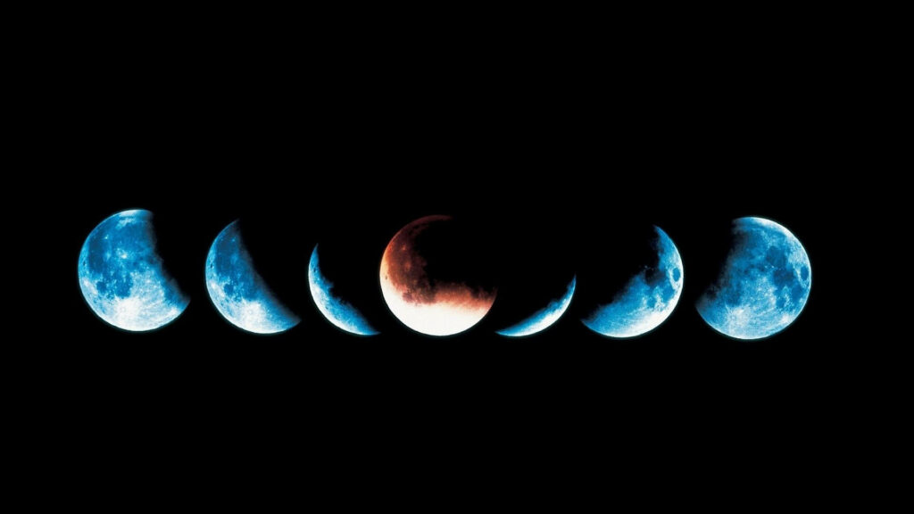 Captivating Blue Moon & Red Eclipse Wallpaper Background