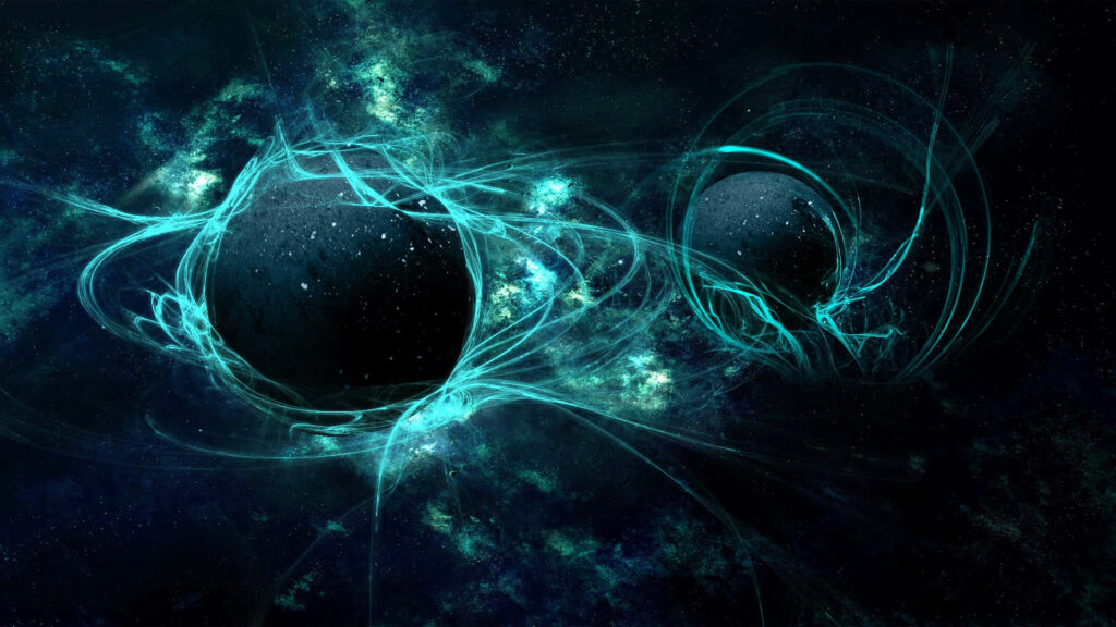 Celestial Wallpaper: Glowing Blue Orbs & Ethereal Light Trails