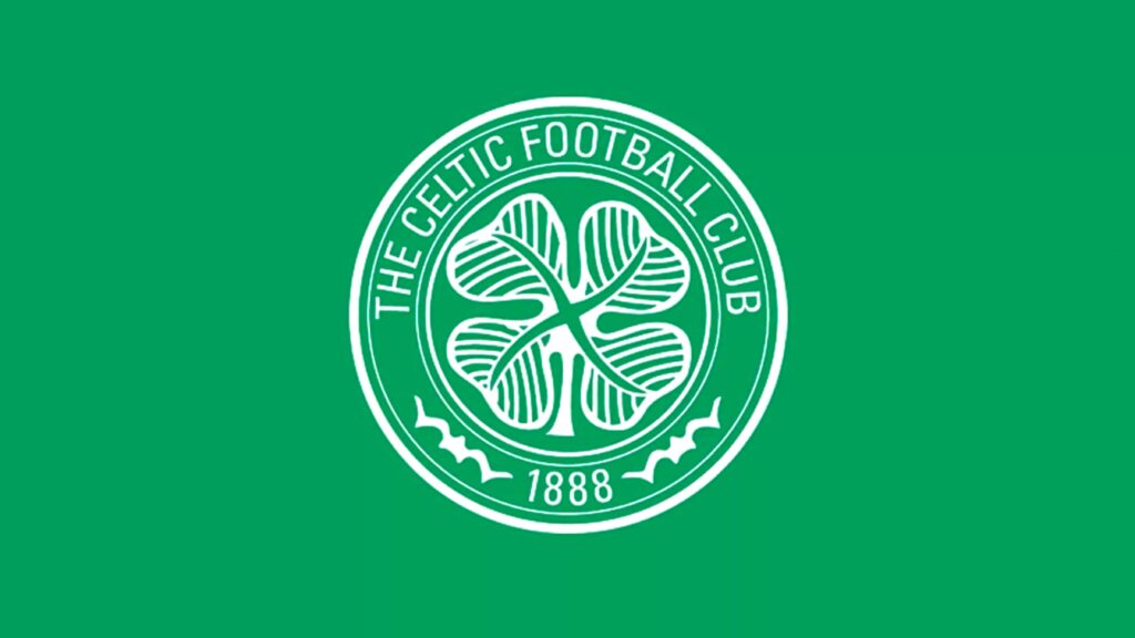Minimalist Celtic FC wallpaper green background white crest four leaf clover emblem 1888 year