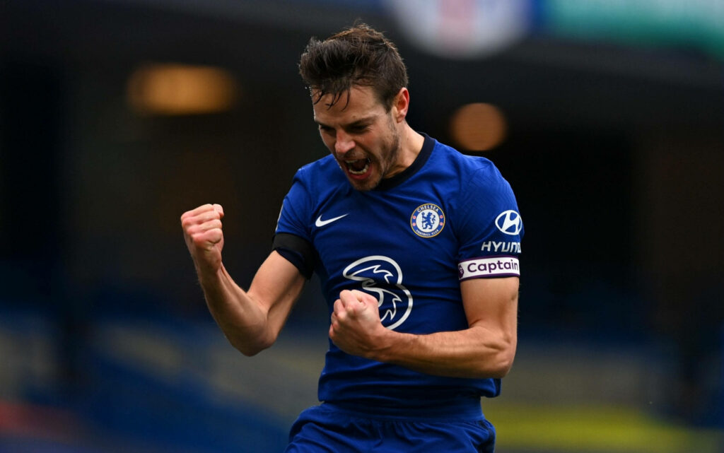 César Azpilicueta celebrating passionately in Chelsea captain’s kit showing football victory emotion Wallpaper