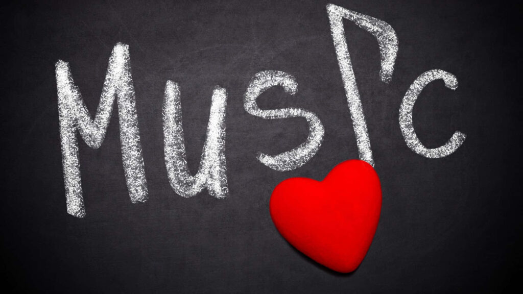 Chalkboard Music Wallpaper with Heart - Aesthetic Background Design