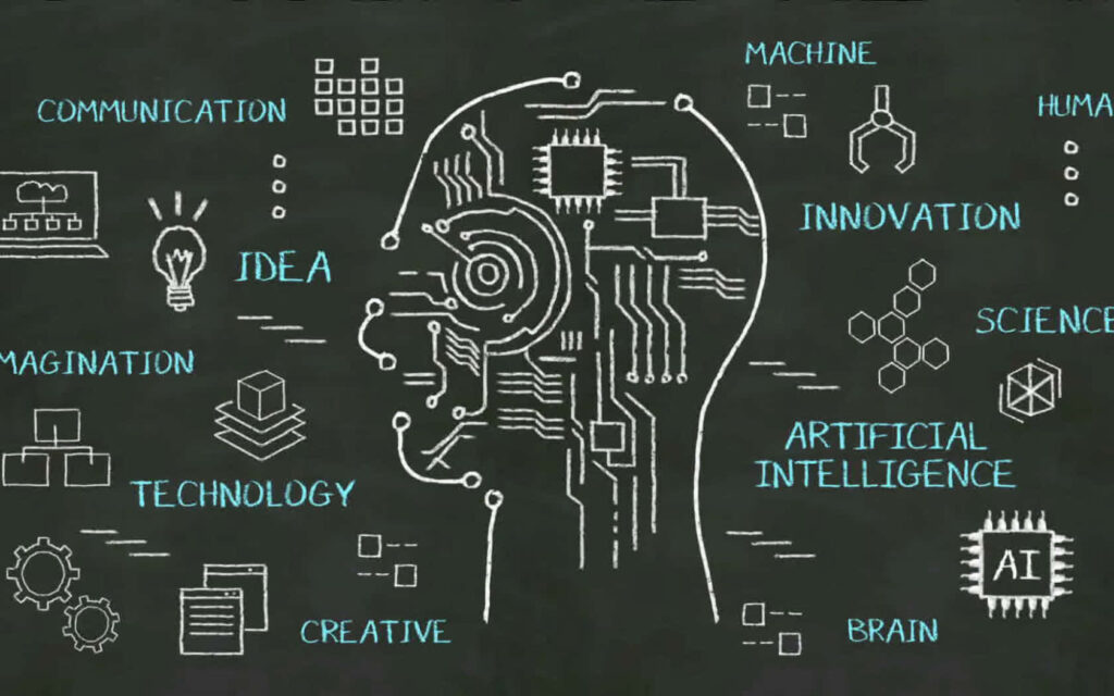 Chalkboard-Style AI Wallpaper: Innovation & Creativity Fusion