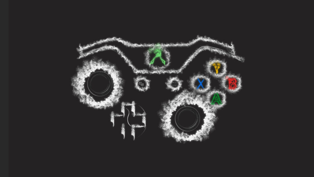 Creative Monochrome: Xbox Controller Sketch Unleashed on the Ebony Canvas Wallpaper