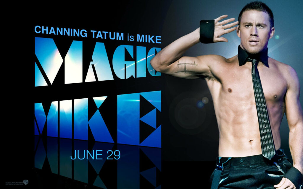 Channing Tatum in Magic Mike bold pose showcasing charisma energy and comedy film allure wallpaper