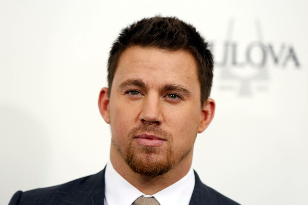 Channing Tatum in sharp suit against white background professional clean wallpaper image