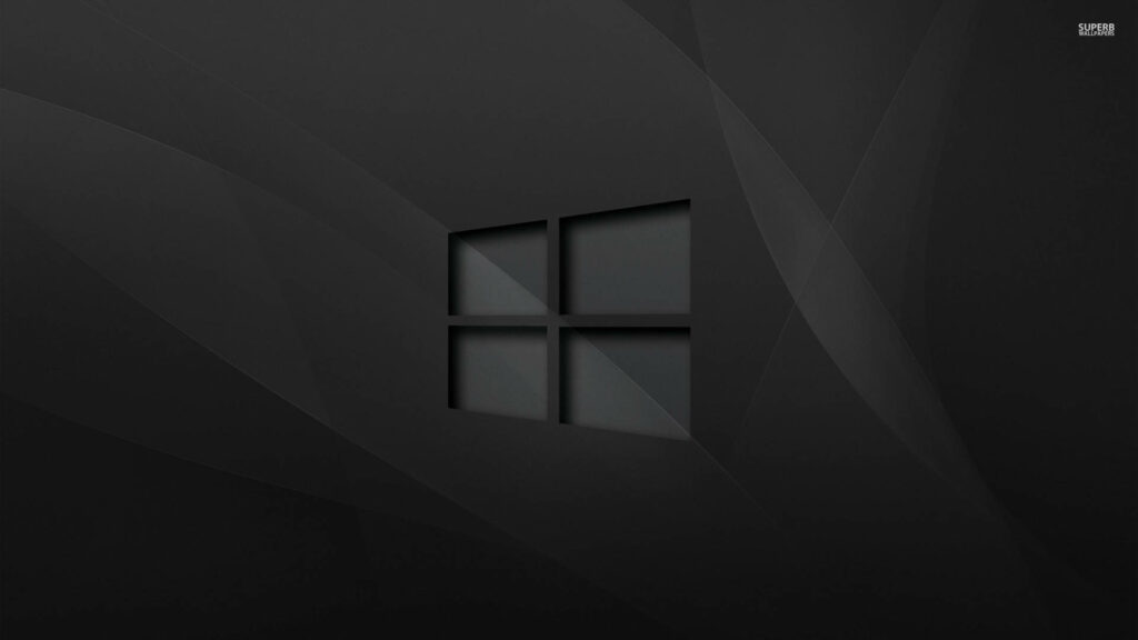 Charcoal Abstract Eclipse: Striking Windows 10 HD Logo in Black Background Wallpaper