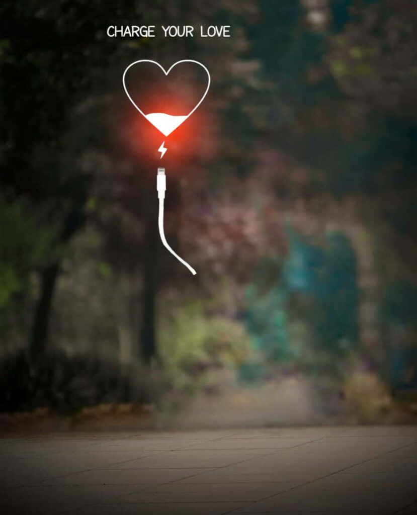 Glowing Heart Wallpaper: Charge Your Love with Serene Nature Background