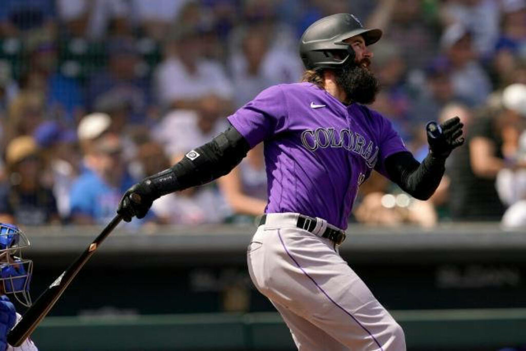 Charlie Blackmon in Action: Rockies Wallpaper Background