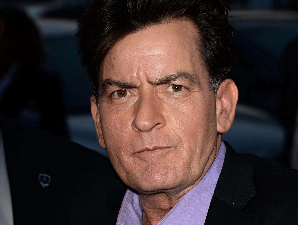 Charlie Sheen close-up portrait wallpaper with intense expression and natural realistic colors