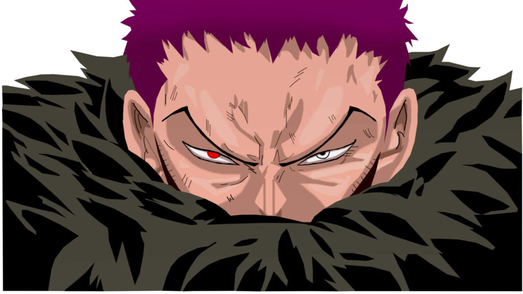 Charlotte Katakuri anime wallpaper intense eyes rugged features fierce enforcer background