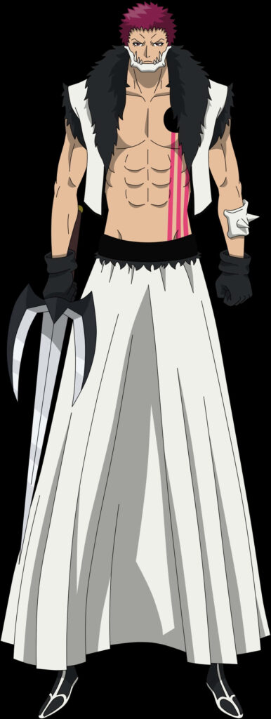 Charlotte Katakuri from One Piece in white attire wielding trident strong muscular anime wallpaper