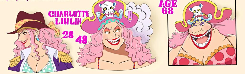 Charlotte Linlin One Piece wallpaper showing Yonko with pink hair in vibrant anime style