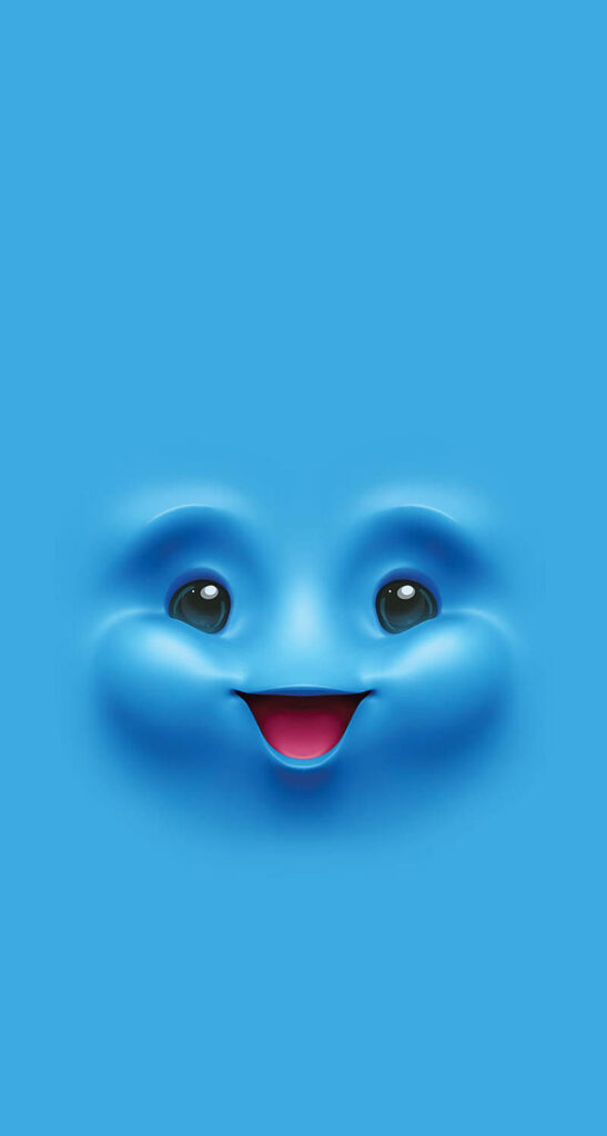 Charming 3D Blue Face Wallpaper for a Playful Phone Background