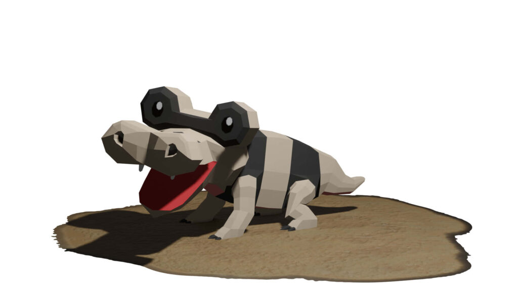 Cute 3D Crocodile Wallpaper: Playful Blocky Creature Design