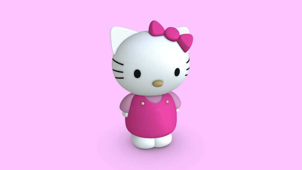 Charming 3D Hello Kitty Wallpaper on Soft Pink Background