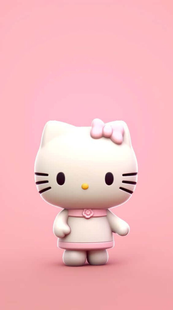 Charming 3D Hello Kitty Wallpaper on Soft Pink Background