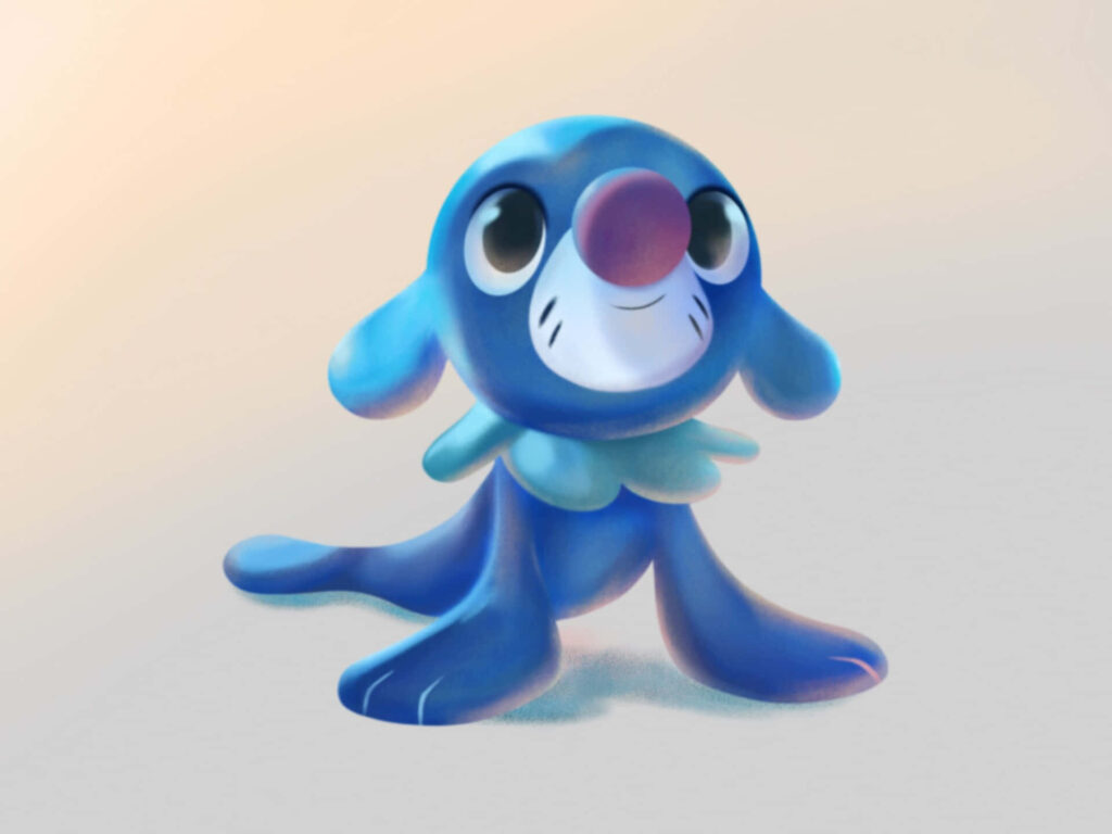 Charming 3D Popplio Wallpaper with Pastel Gradients