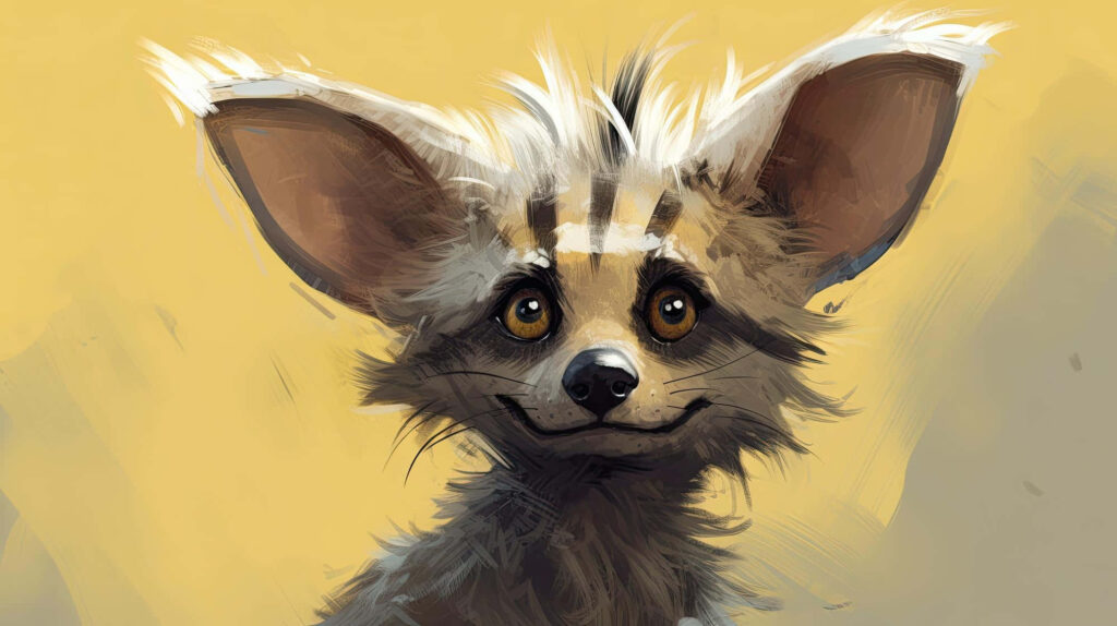 Charming Aardwolf Wallpaper: Soft Fur & Expressive Ears Background