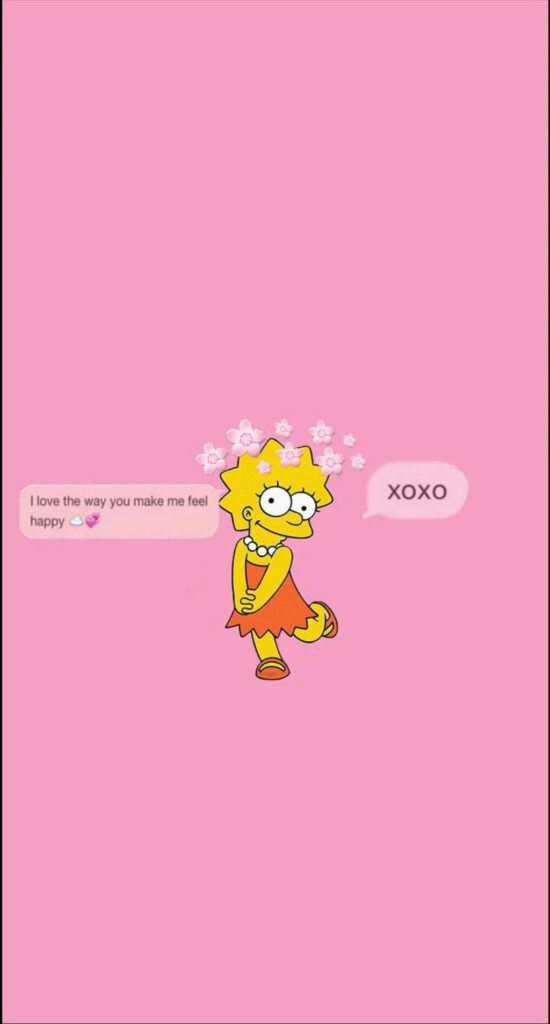 Charming Aesthetic Wallpaper: Lisa Simpson on Pink Background