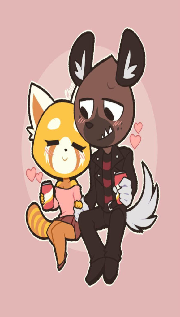 Charming Aggretsuko & Haida Wallpaper: Romantic Digital Art Background