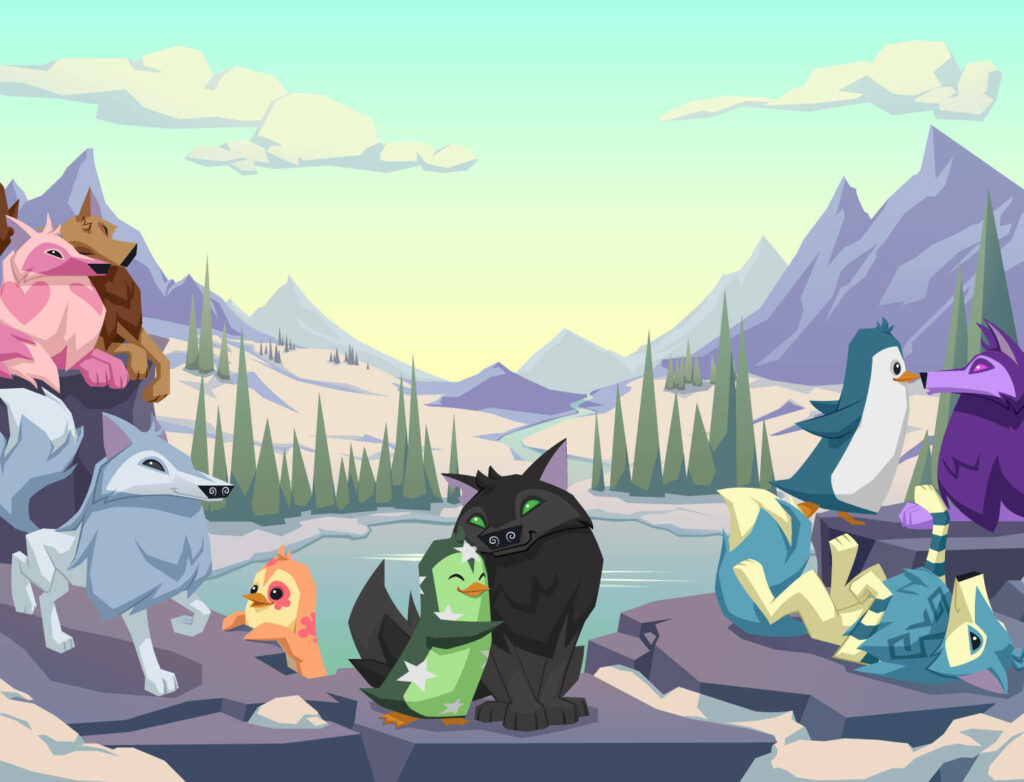 Vibrant Animal Jam Vector Wallpaper: Adventure & Friendship Scene