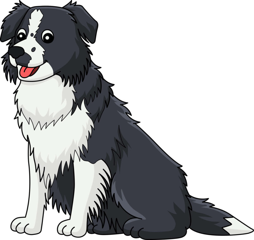Charming Animated Border Collie Wallpaper - Cheerful & Fluffy Design