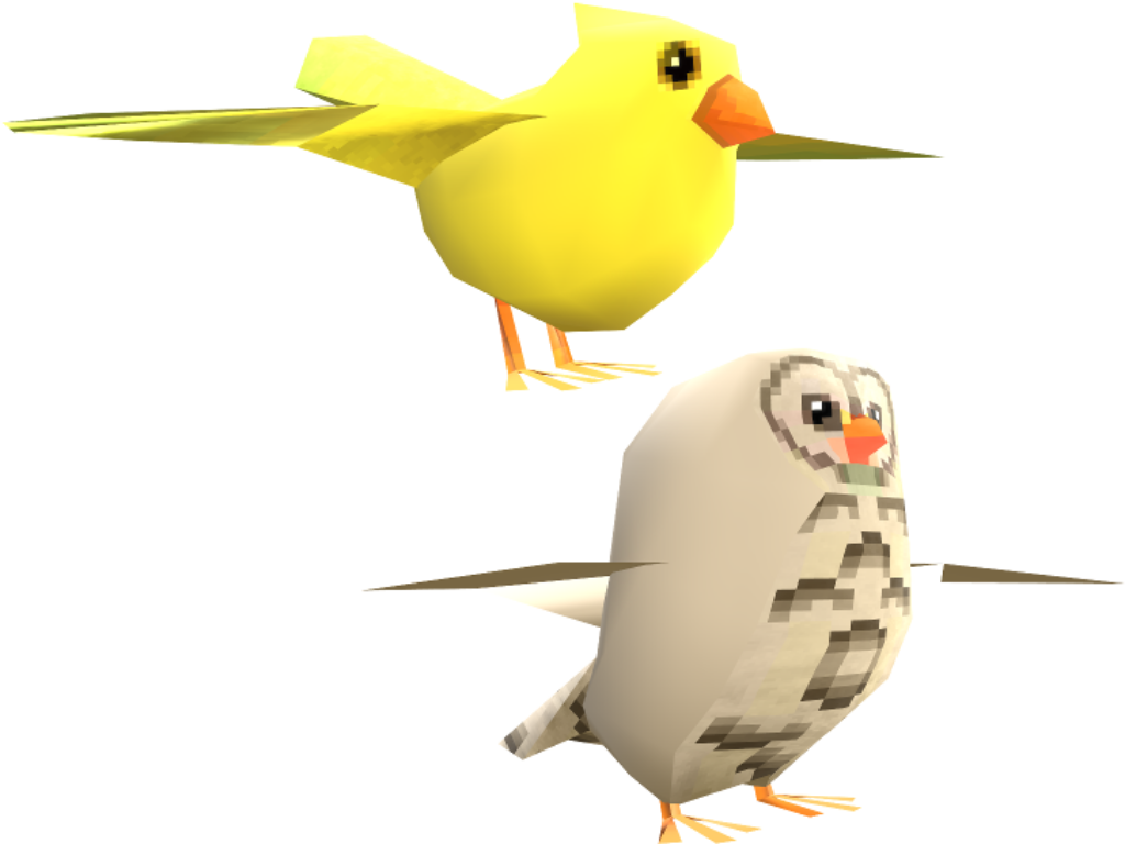 Charming Animated Yellow & Grey Birds Pixelated Wallpaper Background