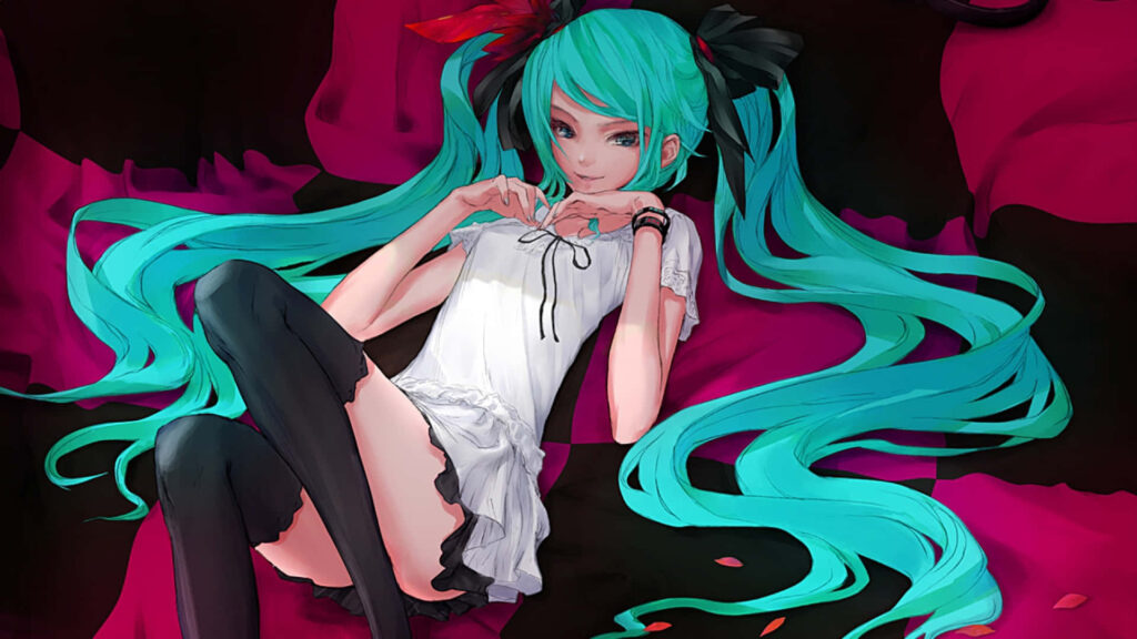 Vibrant Anime Wallpaper: Stylized Character on Pink & Black Background