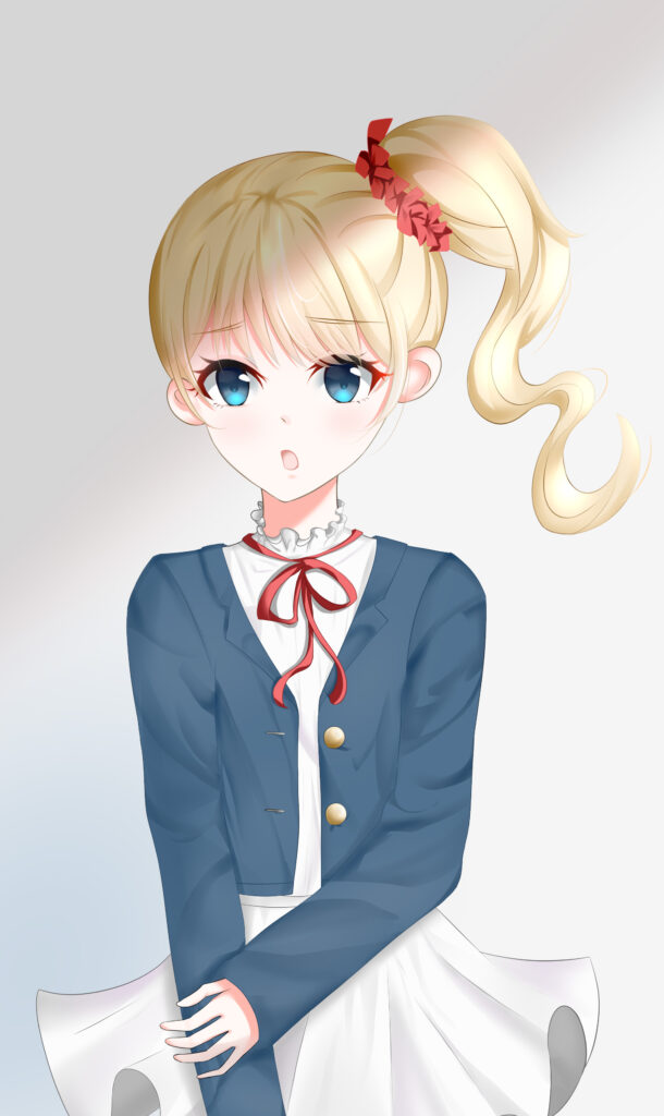 Cute Anime Girl Wallpaper: Blonde Ponytail & Artistic Background