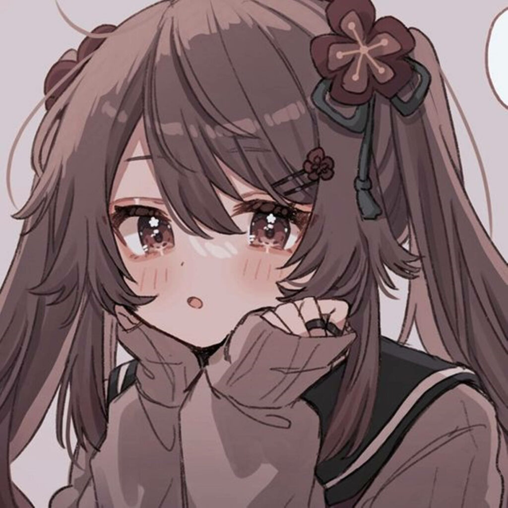 Charming Anime Girl Wallpaper: Aesthetic PFP with Floral Twin-Tails