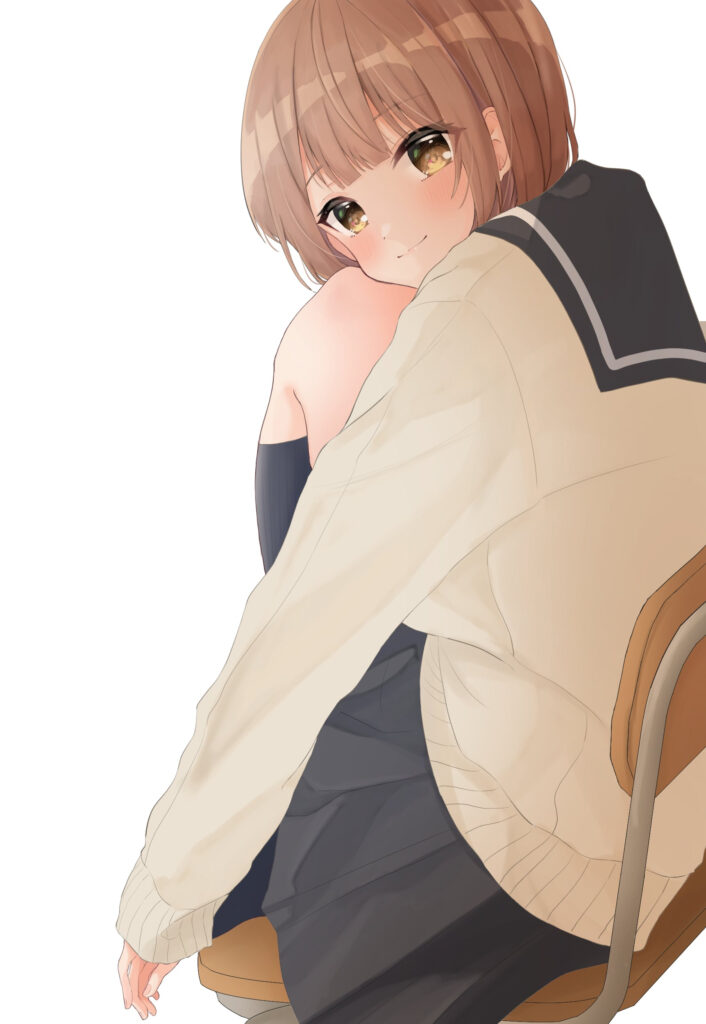 Charming Anime Girl with Gentle Smile - Warm Background Wallpaper