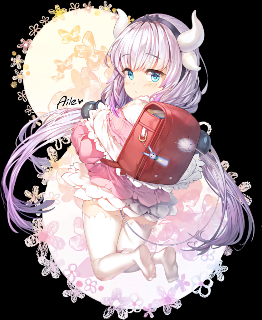 Charming Anime Girl with Horns & Lavender Hair - Pastel Wallpaper