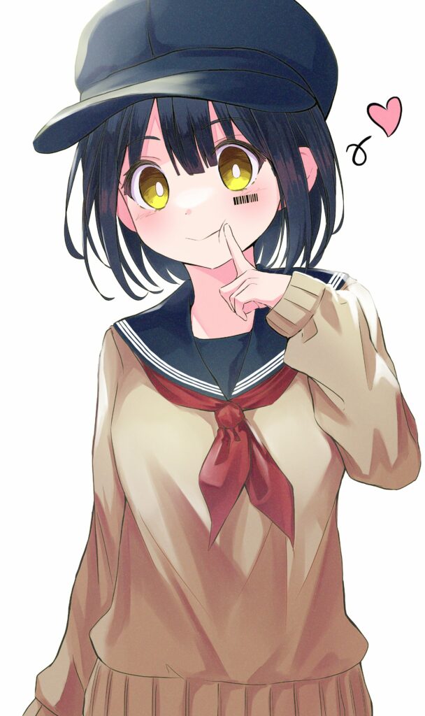 Charming Anime Girl in Sailor Uniform - Playful Wallpaper
