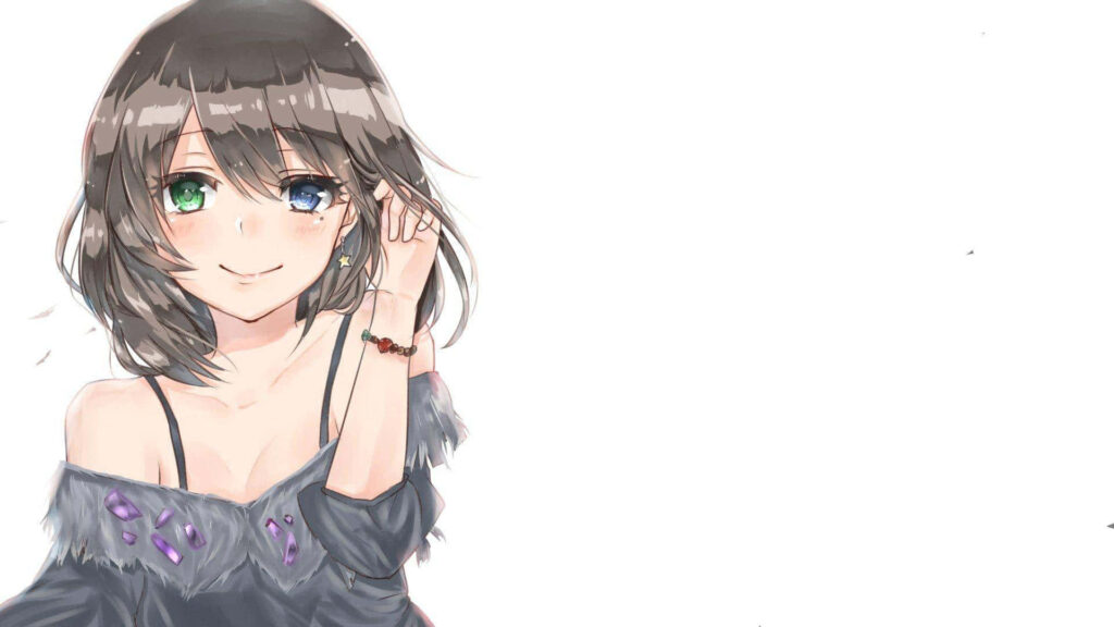 Aesthetic Anime Girl with Heterochromatic Eyes - Elegant Wallpaper