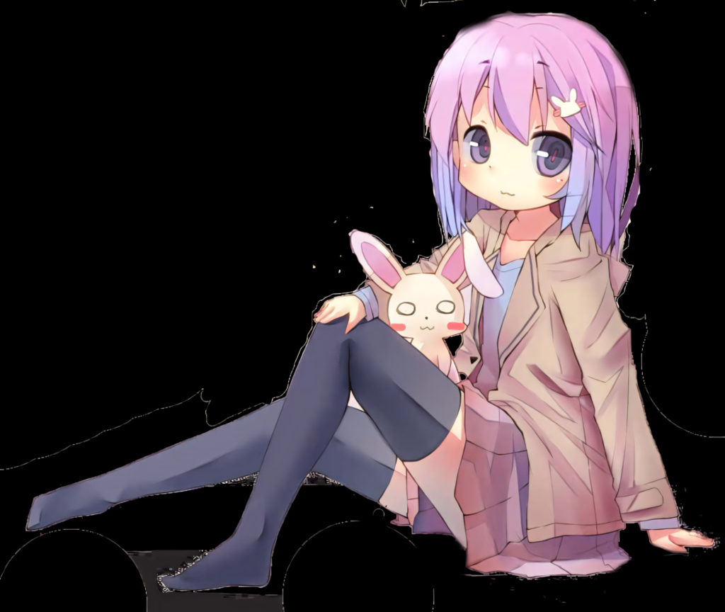 Charming Anime Girl with Bunny - Whimsical Wallpaper Background