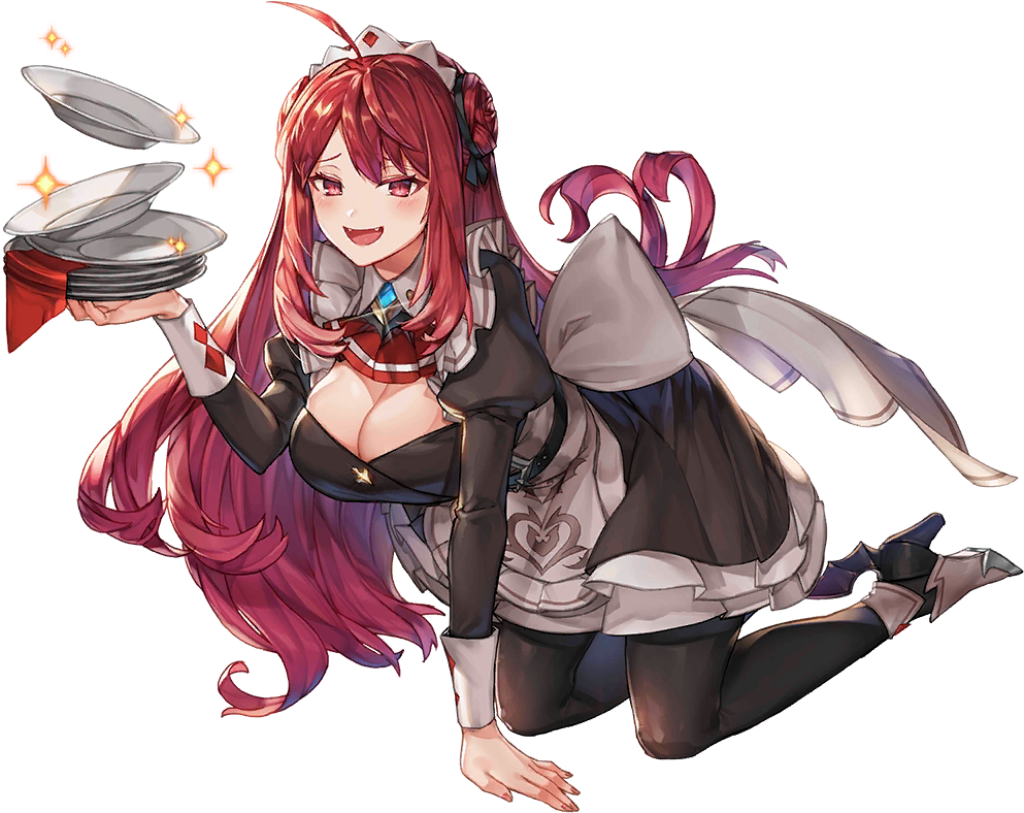 Charming Anime Maid Wallpaper: Pink Hair & Magical Floating Tray