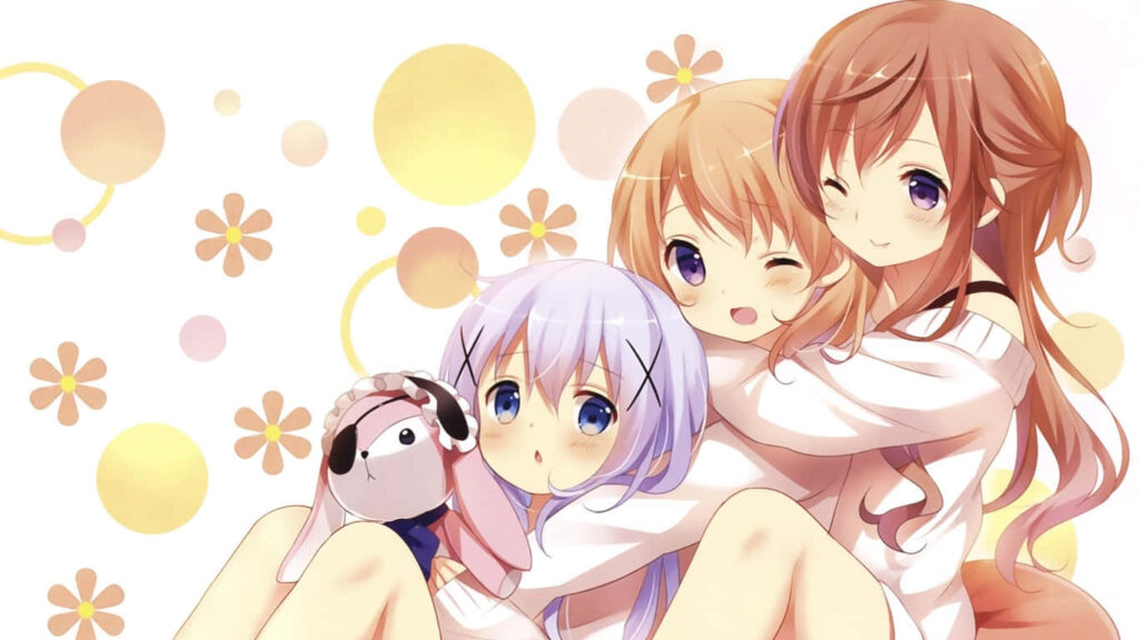 Charming Anime Sisters: Cozy Wallpaper with Heartwarming Vibes