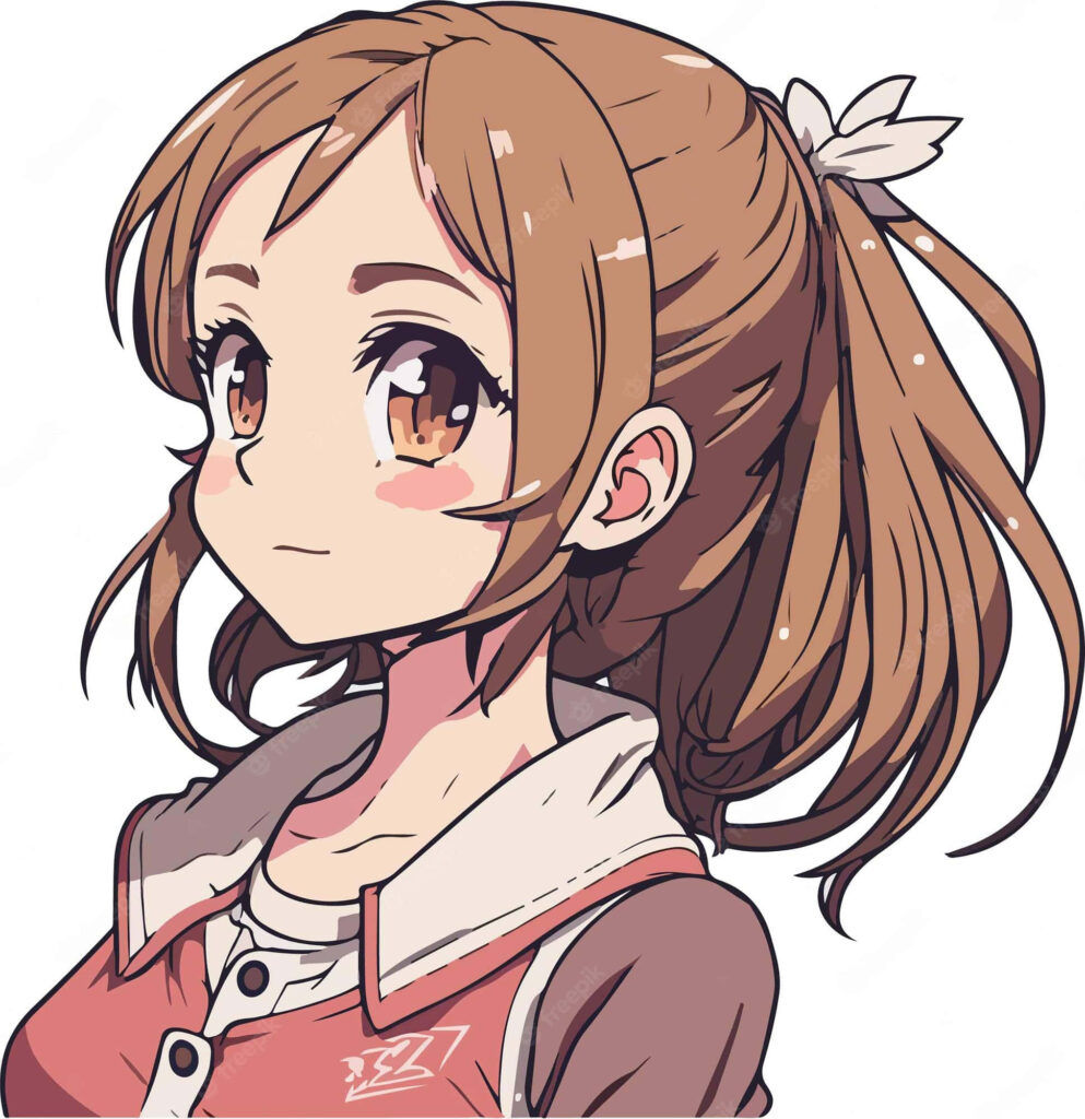 Charming Anime Wallpaper: Brown-Haired Girl with Expressive Eyes