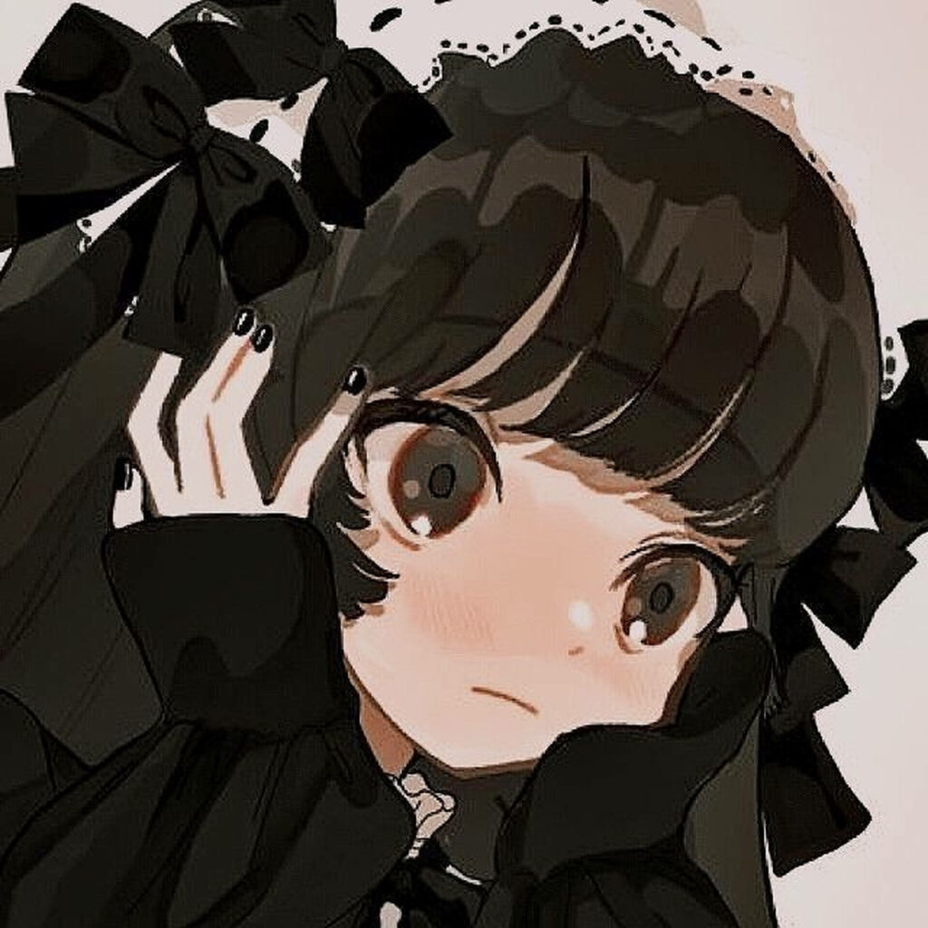 Charming Anime Wallpaper: Cute Girl with Large Eyes & Gothic Style