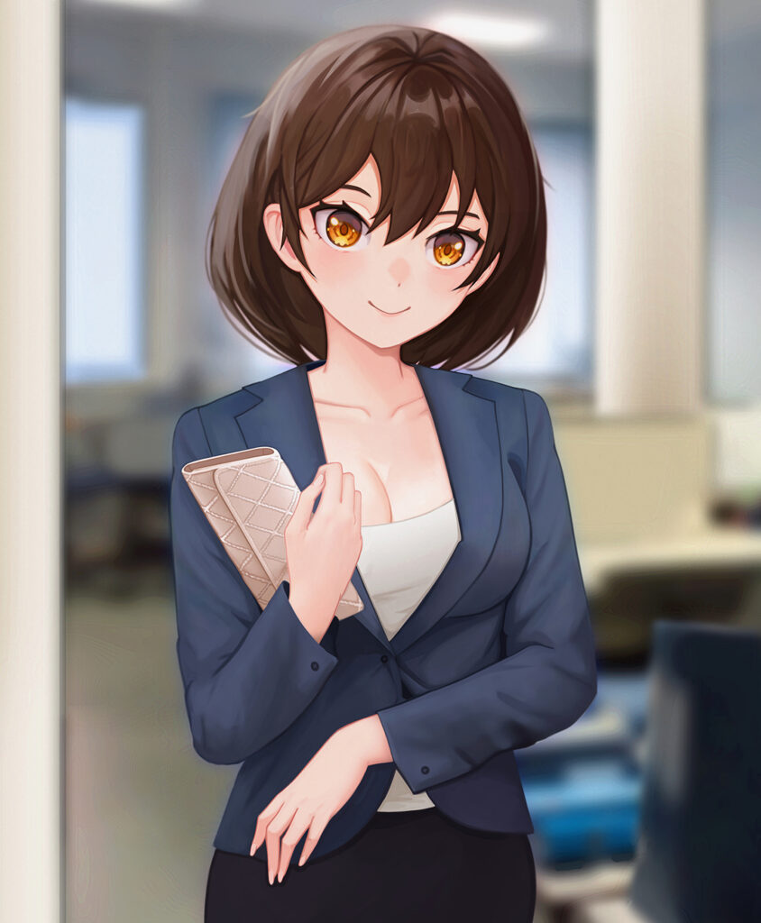 Charming Anime Wallpaper: Brown-Haired Girl in Stylish Jacket