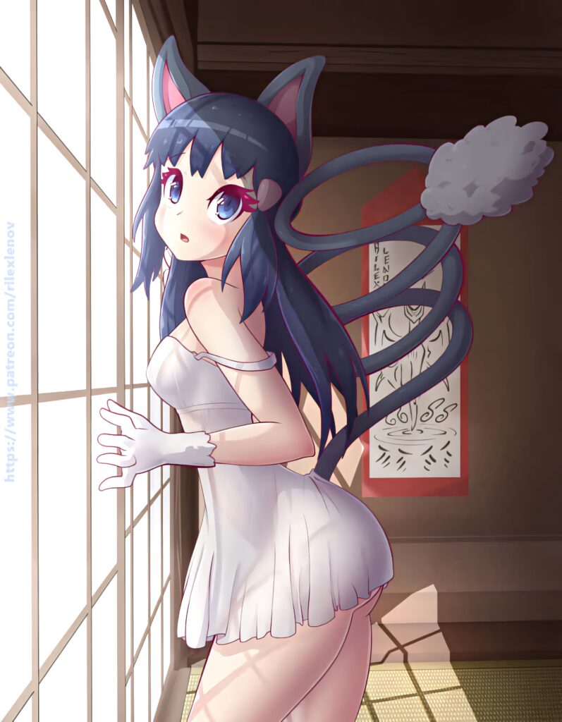 Anime Glameow Cosplay Wallpaper: Feline Character in Elegant Setting