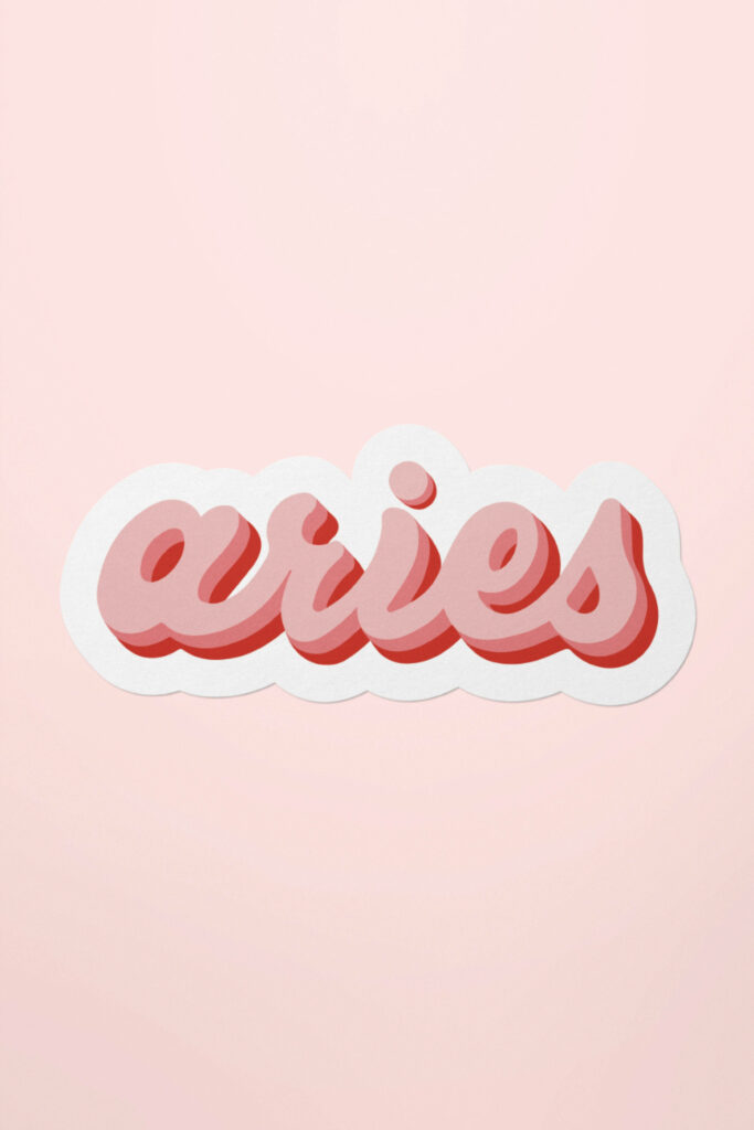 Charming Minimalist Aries Wallpaper in Cute Pink Typography