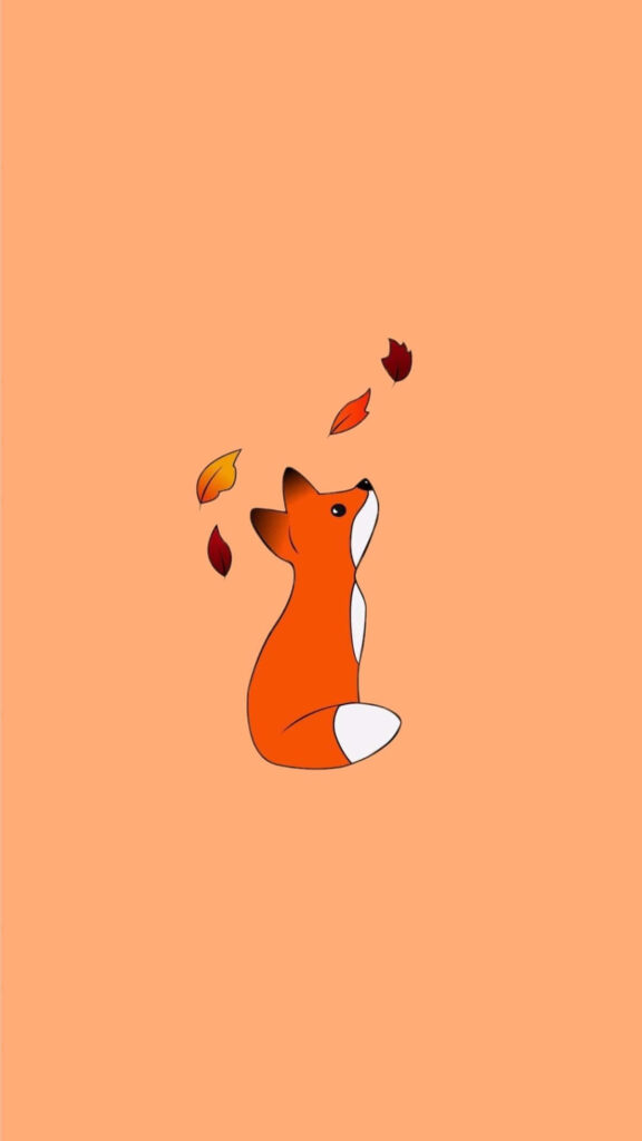 Charming Autumn Fox Wallpaper: Minimalist Fall Design Background