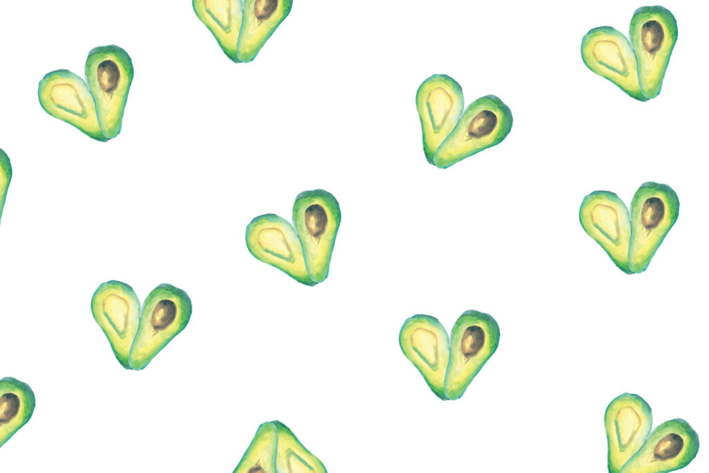 Charming Cute Avocado Heart Wallpaper on Clean White Background
