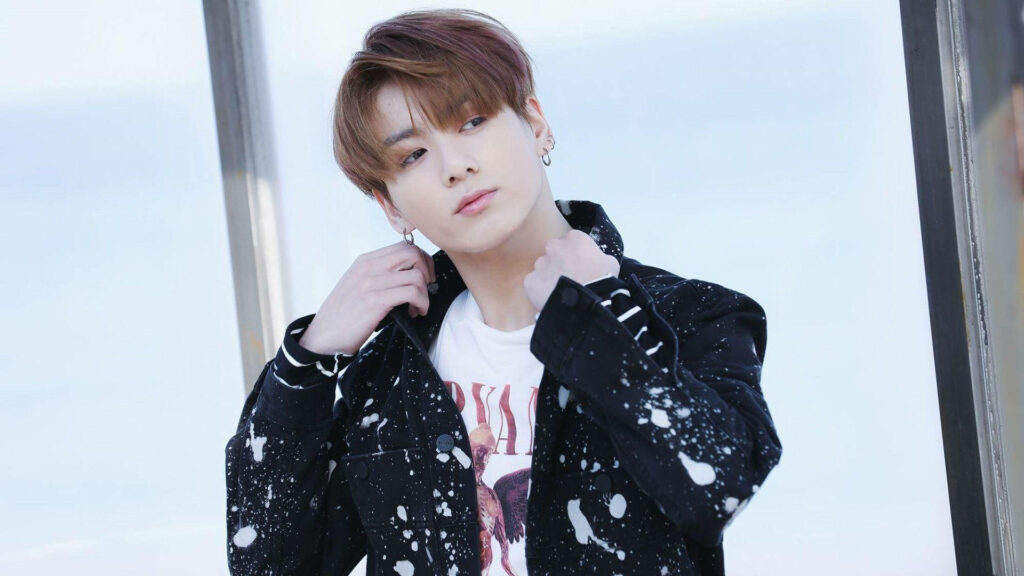 Charming Jungkook Spring Day Wallpaper: Stylish & Captivating Background