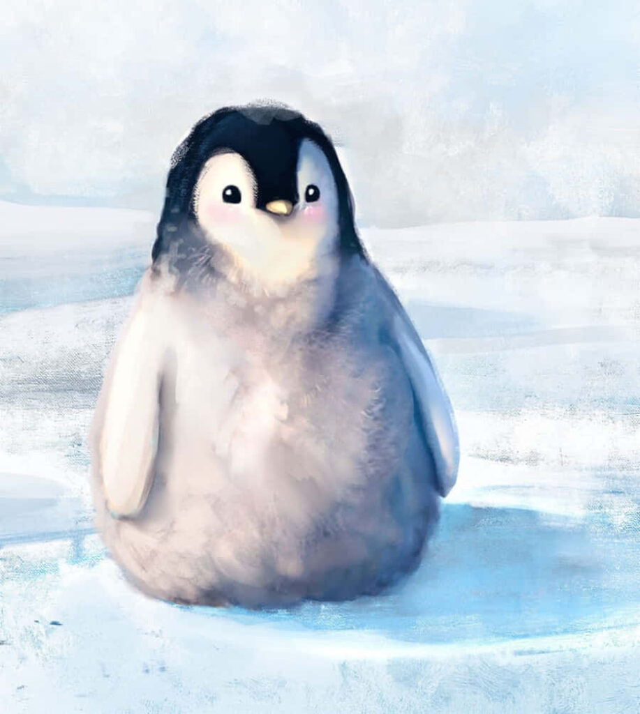 Charming Baby Penguin Wallpaper on Icy Blue Background