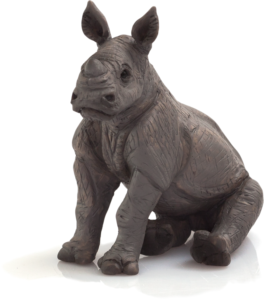 Charming Baby Rhinoceros Figurine Wallpaper on Teal Background